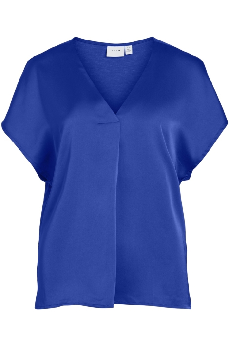 Vila viellette v-neck s/s satin top - no